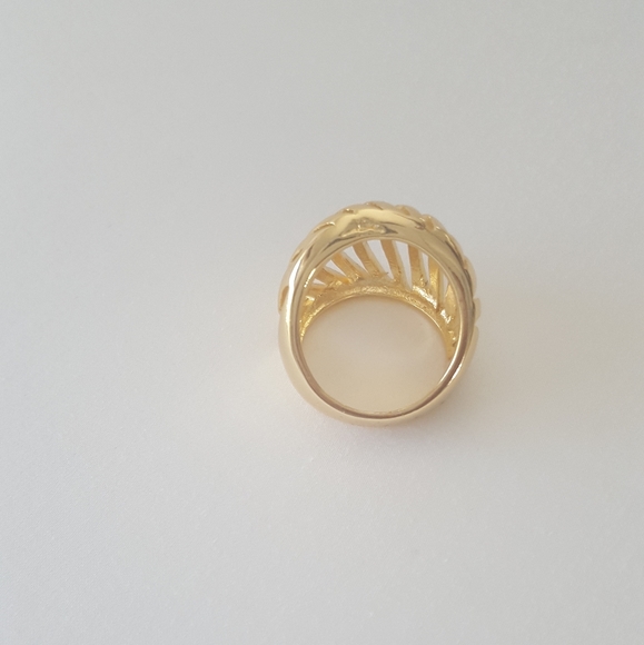 Gold overlay gaudy stripe ring size 8 New - Picture 5 of 9